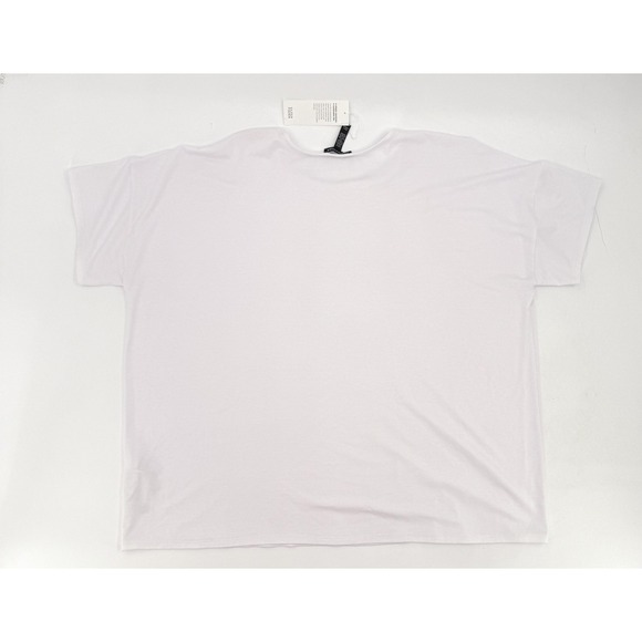 Eileen Fisher Shirt Womens Large White Crew Neck Boxy Tee Stretch Viscose New - Picture 2 of 11